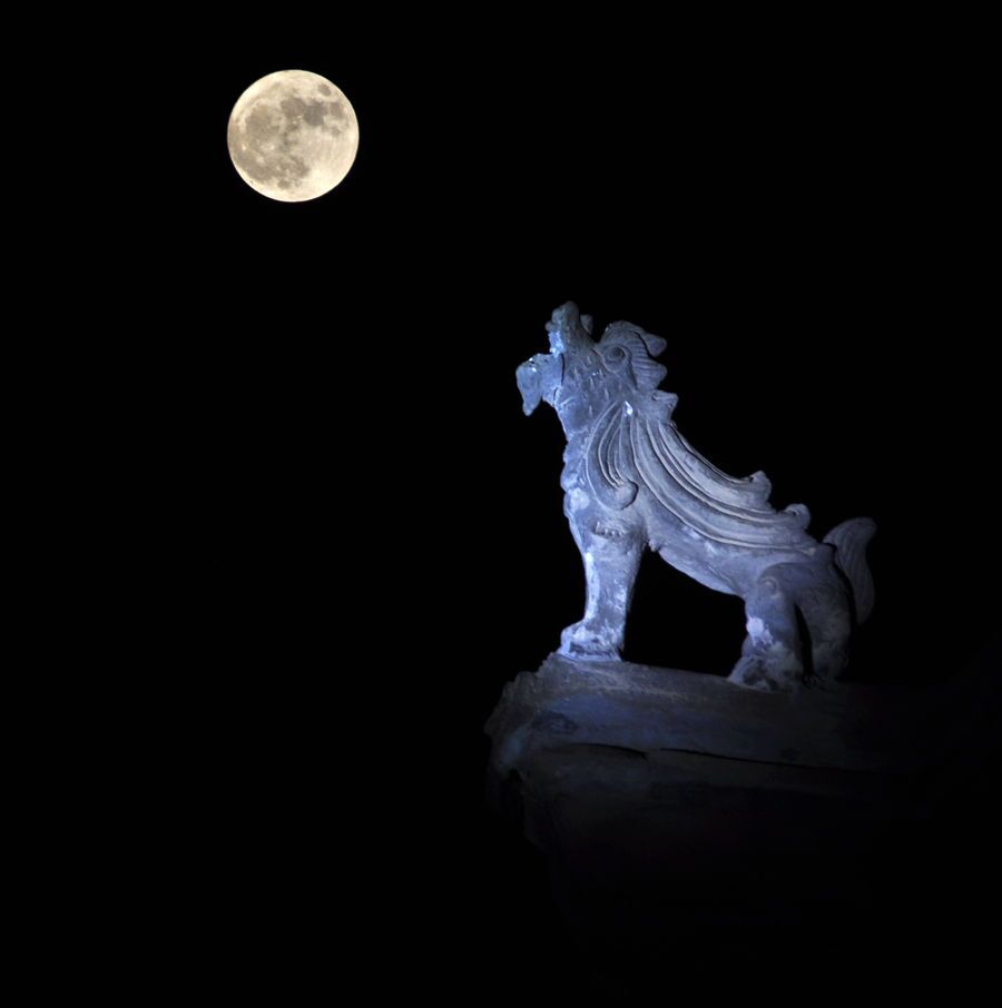 11月14日晚，摄于辽宁锦州大广济寺。（月下笛/图说中国）